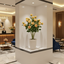 Artificial Flower sticks Bengal Rose sticks 5 Flower Heads without pot (Height : 60 cm) (Single Stick)