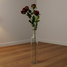 Artificial Flower sticks Bengal Rose sticks 5 Flower Heads without pot (Height : 60 cm) (Single Stick)