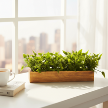 fancymart Artificial Leaves in Wood Planter (Width 30 cm)