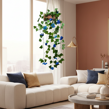 Artificial Flowers Falling Hanging in Wood Buckle Pot (Height 75 cm)