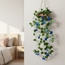 Artificial Flowers Falling Hanging in Wood Buckle Pot (Height 75 cm)