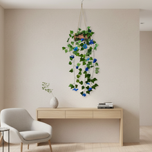 Artificial Flowers Falling Hanging in Wood Buckle Pot (Height 75 cm)