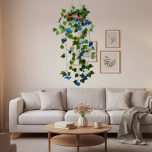 Artificial Flowers Falling Hanging in Wood Buckle Pot (Height 75 cm)