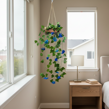 Artificial Flowers Falling Hanging in Wood Buckle Pot (Height 75 cm)