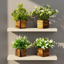 Artificial Potted Plants in Wooden Pot (4 Pack)