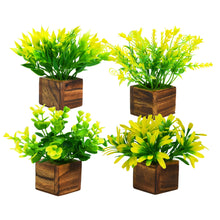 Artificial Potted Plants in Wooden Pot (4 Pack)