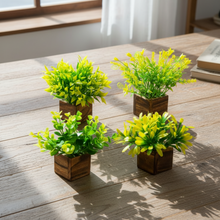 Artificial Potted Plants in Wooden Pot (4 Pack)