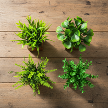 Artificial Potted Plants in Wooden Pot (4 Pack)