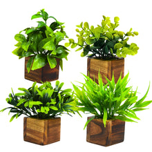 Artificial Potted Plants in Wooden Pot (4 Pack)