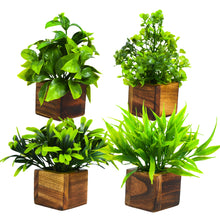 Artificial Potted Plants in Wooden Pot (4 Pack)