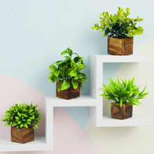 Artificial Potted Plants in Wooden Pot (4 Pack)