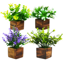 Artificial Potted Plants in Wooden Pot (4 Pack)