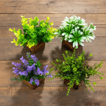 Artificial Potted Plants in Wooden Pot (4 Pack)