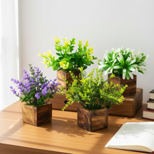 Artificial Potted Plants in Wooden Pot (4 Pack)