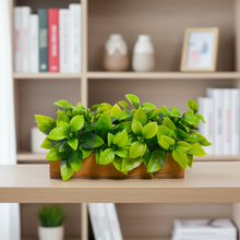DecoreBugs Artificial Plant Leaves in Wooden Rectangular Tray, Home décor Items for Decoration Height 11cm x Width 20 cm DB-8156
