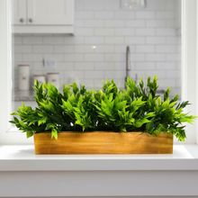 Artificial Leaves in Wooden Rectangular Tray - Width 30 cm
