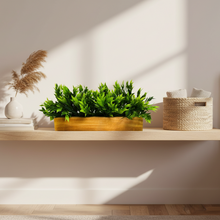Artificial Leaves in Wooden Rectangular Tray - Width 30 cm