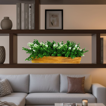 Artificial Leaves in Wooden Rectangular Tray - Width 30 cm