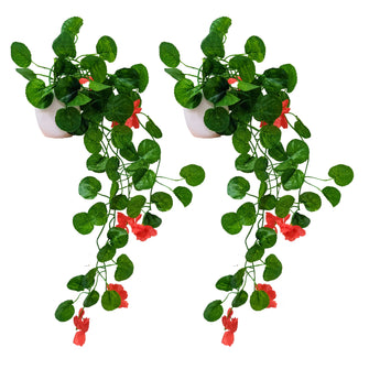 Artificial Flower Vine Plant Falling with Pot : Pack of 2 (Natural Touch & Feel)| Home D‚cor with Small Size Pot |plant hanging for Home Decor | Office Decor | Size 45 X 17 X 7 CM | 8159