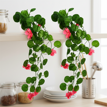 Artificial Flower Vine Plant Falling with Pot : Pack of 2 (Natural Touch & Feel)| Home D‚cor with Small Size Pot |plant hanging for Home Decor | Office Decor | Size 45 X 17 X 7 CM | 8160