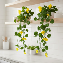 Artificial Flower Vine Plant Falling with Pot : Pack of 2 (Natural Touch & Feel)| Home D‚cor with Small Size Pot |plant hanging for Home Decor |  Office Decor | Size 45 X 17 X 7 CM | 8162