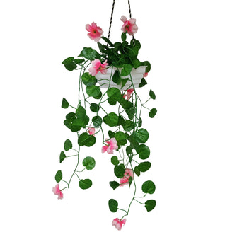 Artificial Flower Falling Leaves in Hanging Pot for Home and Office Decor | Pink