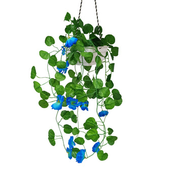 Artificial Flower Falling Leaves in Hanging Pot for Home and Office Decor | Blue