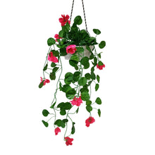 Artificial Flower Falling Leaves in Hanging Pot for Home and Office Decor | DarkPink