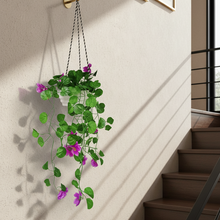Artificial Flower Falling Leaves in Hanging Pot for Home and Office Decor | Purple