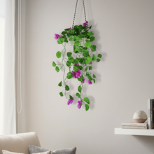 Artificial Flower Falling Leaves in Hanging Pot for Home and Office Decor | Purple