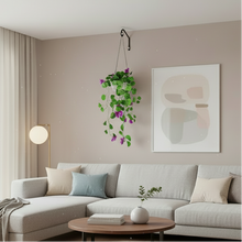 Artificial Flower Falling Leaves in Hanging Pot for Home and Office Decor | Purple