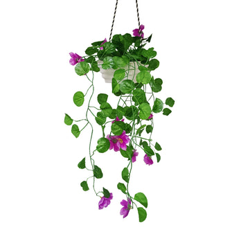 Artificial Flower Falling Leaves in Hanging Pot for Home and Office Decor | Purple