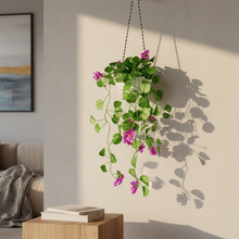 Artificial Flower Falling Leaves in Hanging Pot for Home and Office Decor | Purple