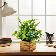 Artificial Plant Eucalyptus Leaves in Wooden Pot Perfect Potted Decoration for Home Living Room & Office Spaces Height - 29cm?