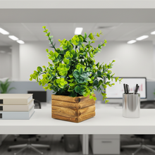 Artificial Plant Eucalyptus Leaves in Wooden Pot Perfect Potted Decoration for Home Living Room & Office Spaces Height - 29cm?