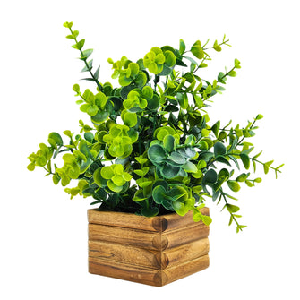 Artificial Plant Eucalyptus Leaves in Wooden Pot Perfect Potted Decoration for Home Living Room & Office Spaces Height - 29cm?