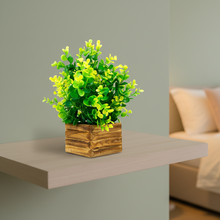 Artificial Plant Yellow Leaves in Wooden Pot Perfect Potted Decoration for Home Living Room & Office Spaces Height - 29cm?