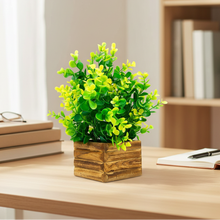 Artificial Plant Yellow Leaves in Wooden Pot Perfect Potted Decoration for Home Living Room & Office Spaces Height - 29cm?