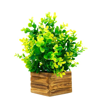 Artificial Plant Yellow Leaves in Wooden Pot Perfect Potted Decoration for Home Living Room & Office Spaces Height - 29cm?