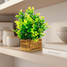 Artificial Plant Yellow Leaves in Wooden Pot Perfect Potted Decoration for Home Living Room & Office Spaces Height - 29cm?