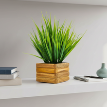 Artificial Wild Grass in Wooden Pot Perfect Potted Decoration for Home Living Room & Office Spaces Height - 29cm?