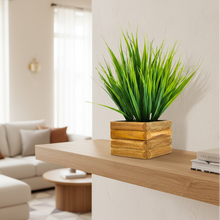 Artificial Wild Grass in Wooden Pot Perfect Potted Decoration for Home Living Room & Office Spaces Height - 29cm?