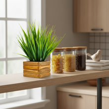 Artificial Wild Grass in Wooden Pot Perfect Potted Decoration for Home Living Room & Office Spaces Height - 29cm?