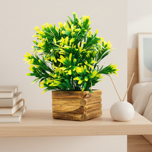 Artificial Plant Euphorbia in Wooden Pot Perfect Potted Decoration for Home Living Room &amp; Office Spaces Height - 29cm