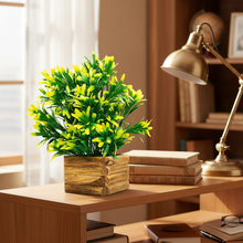 Artificial Plant Euphorbia in Wooden Pot Perfect Potted Decoration for Home Living Room &amp; Office Spaces Height - 29cm