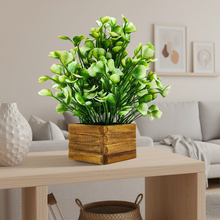 fancymart Artificial White Water Plant in Wooden Pot Perfect Potted Decoration for Home Living Room & Office Spaces Height - 29cm