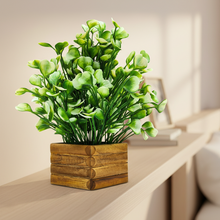 fancymart Artificial White Water Plant in Wooden Pot Perfect Potted Decoration for Home Living Room & Office Spaces Height - 29cm