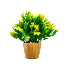 Artificial Plant Leaves in Small Wood Pot (Height 20 cm)