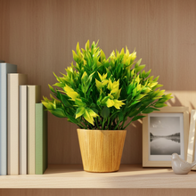 Artificial Plant Leaves in Small Wood Pot (Height 20 cm)