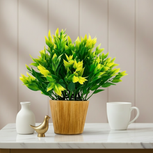 Artificial Plant Leaves in Small Wood Pot (Height 20 cm)